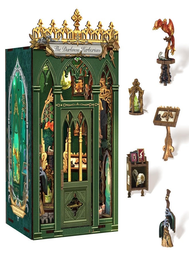 كيوت بي مجموعة ركن الكتب من كيوتبي، مجموعات بناء منازل مصغرة للكبار والمراهقين، ركن كتب مصغر لبيت الدمى، ديكور رفوف كتب سحري، هدايا حرفية يمكنك صنعها بنفسك للعائلة والأصدقاء (مجموعة الأعشاب المظلمة) - Image 1